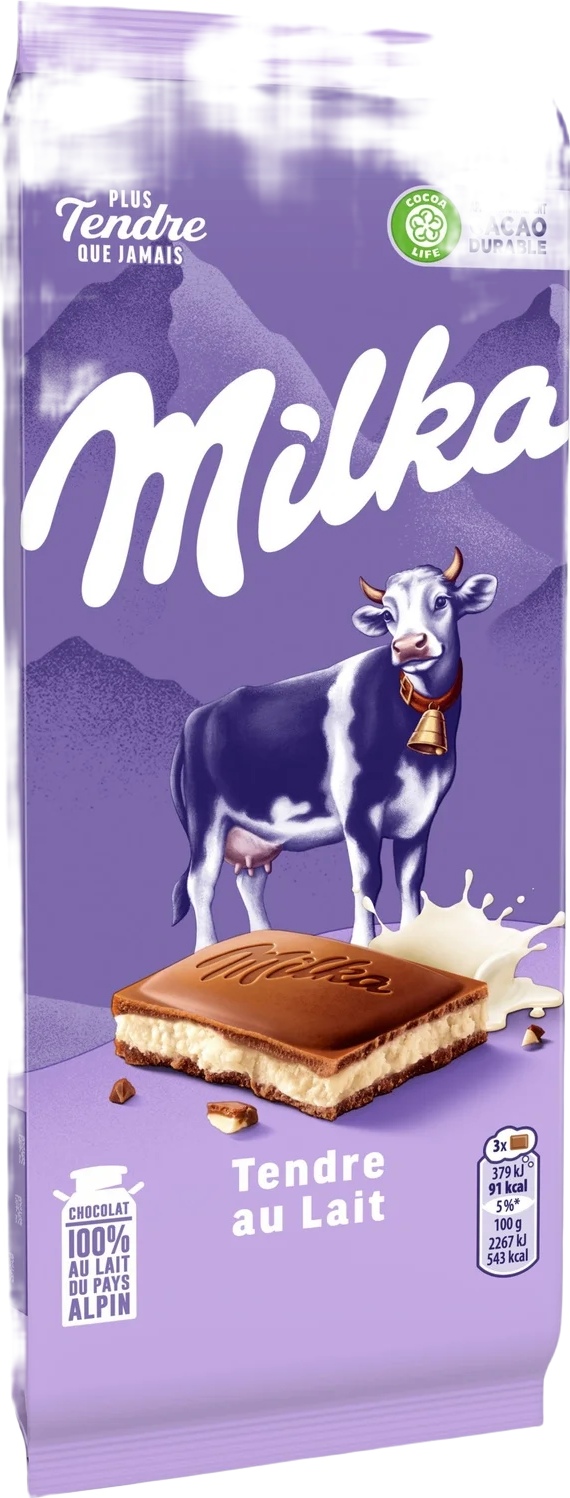 Tablette de chocolat tendre au lait - 100g
