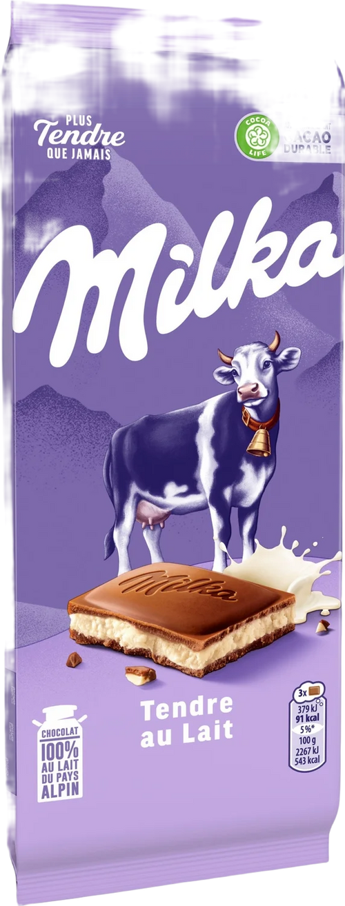 Tablette de chocolat tendre au lait - 100g