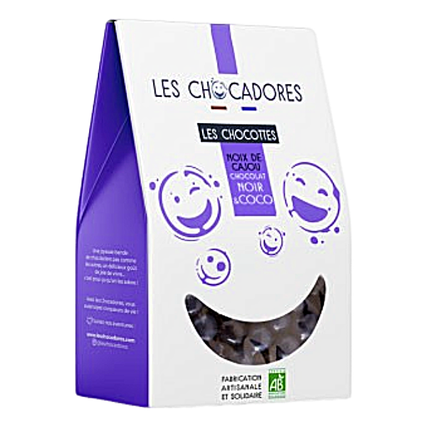 Noix de cajou au chocolat noir et la coco râpée bio - 130g