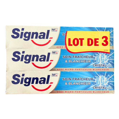 Lot de 3 dentifrices soin fraîcheur & blancheur crystal - 3x75ml