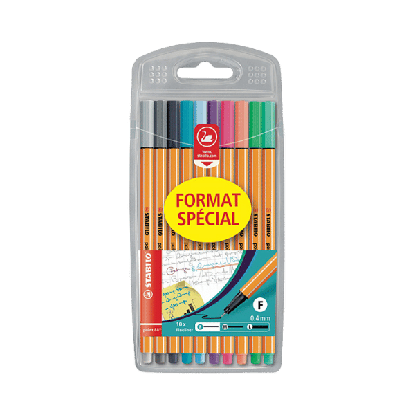 Etui chevalet x 10 stylos-feutres - pointe fine 88 mm - coloris pastel