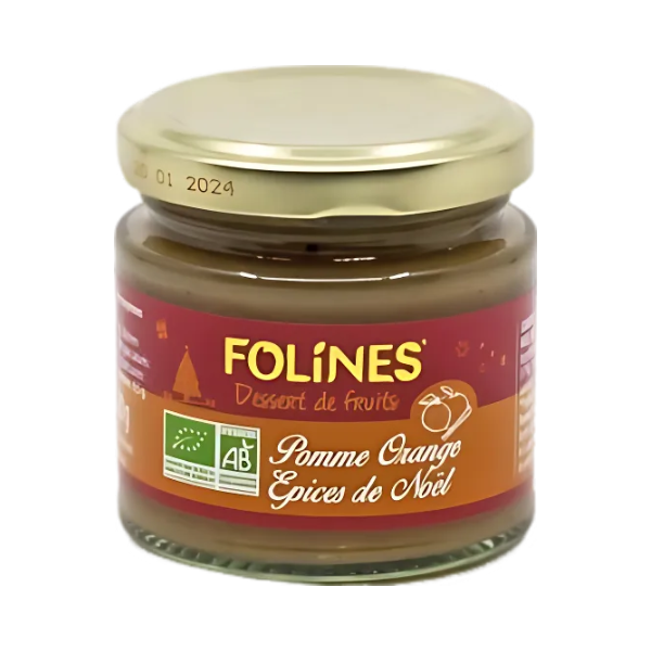 Compote pomme orange épices de Noël bio - 120g