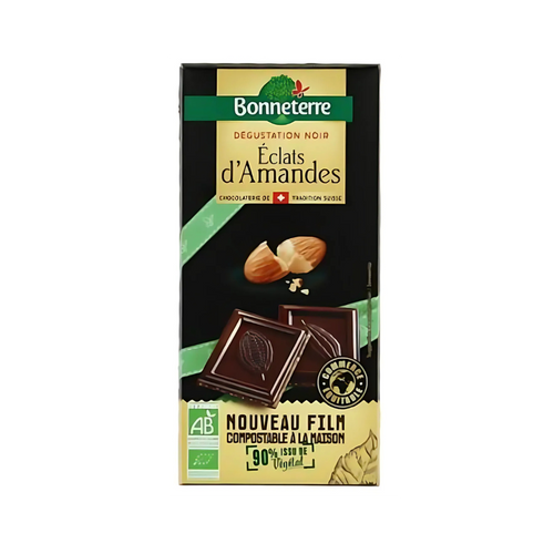 Tablette de chocolat noir aux éclats d'amandes - 90g