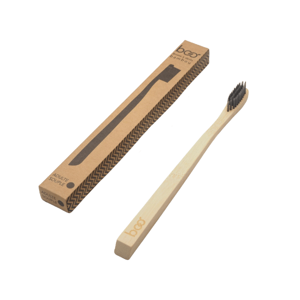 Brosse à dent adulte en bambou infusée au charbon - souple