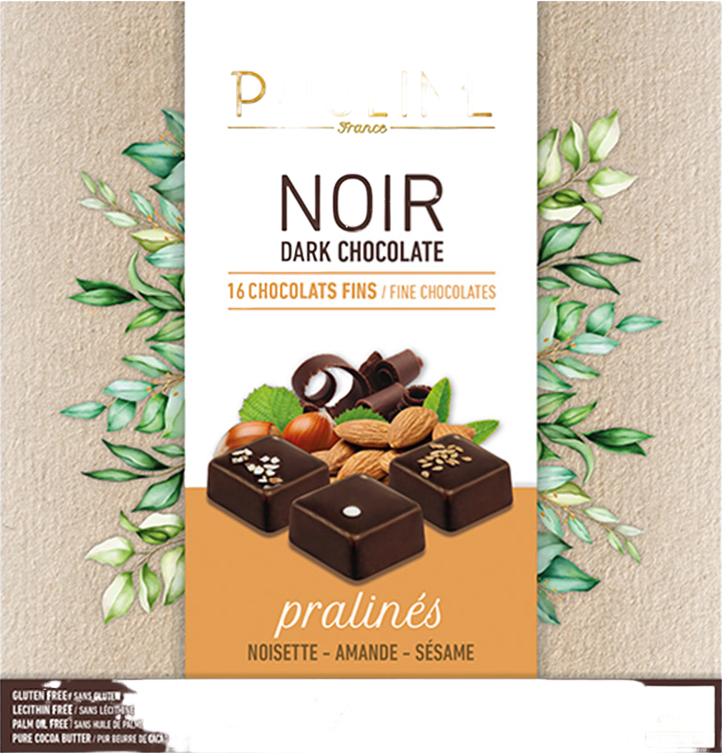Coffret chocolat noir et praliné bio - 125g