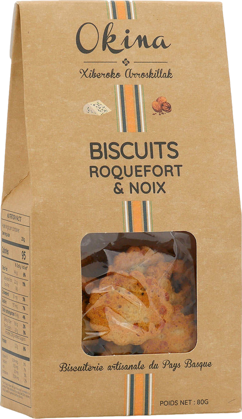 Biscuits salés au roquefort et noix - 80g