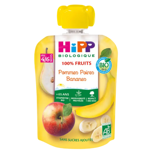 Hipp - Gourde bébé pomme poires bananes bio - 90g - 4062300250727