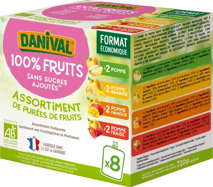 Assortiment de purées de fruits - 8x90g