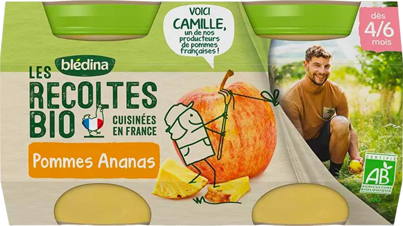 Compote pommes-ananas bio - 2x130g