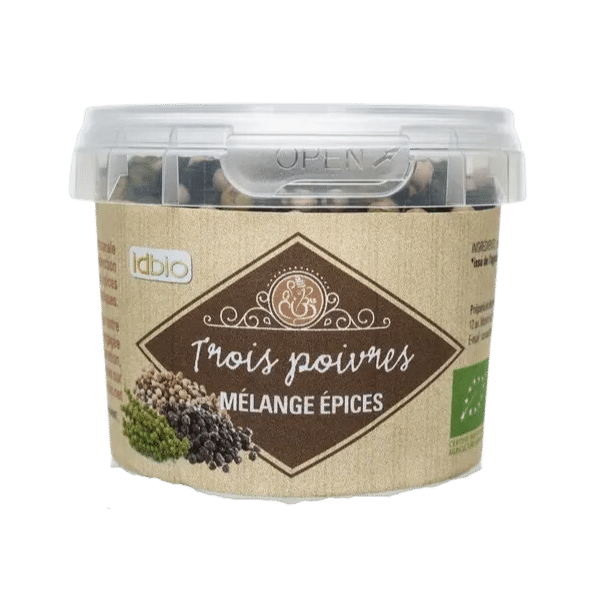 Mélange trois poivres en grains bio - 30g