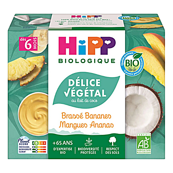 Brassé végétal bananes mangues ananas bio - 4x100g