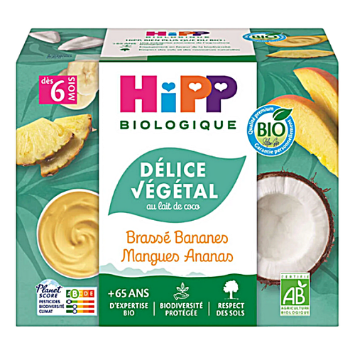 Brassé végétal bananes mangues ananas bio - 4x100g