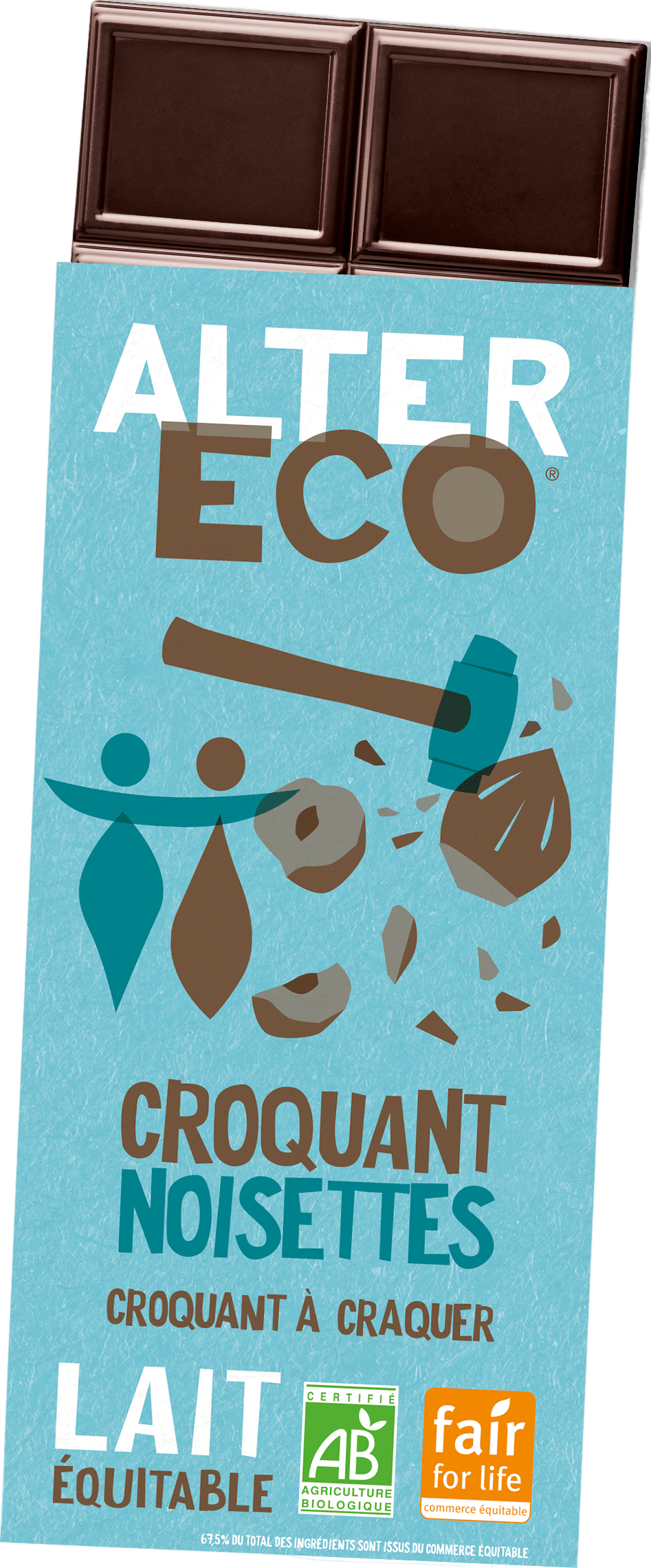 Tablette de chocolat au lait et croquant noisettes - 100g