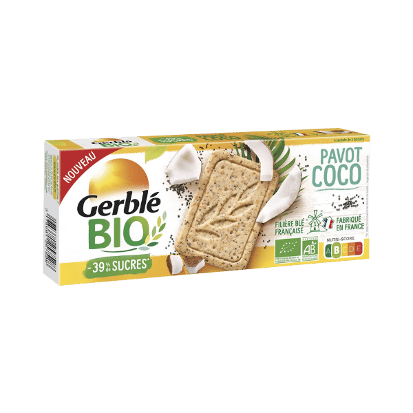 Sablé pavot et coco bio - 132g - Gerblé