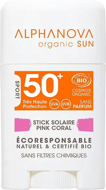 Stick solaire rose SPF 50 sans parfum bio - 12g