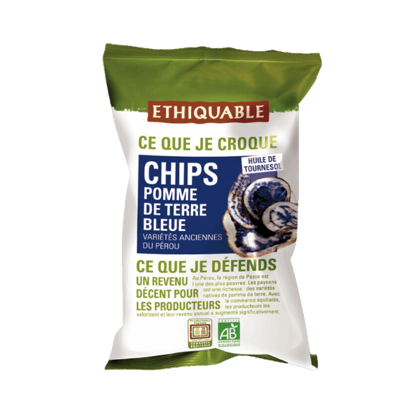 Chips de pomme de terre bleue bio - 100g - Ethiquable
