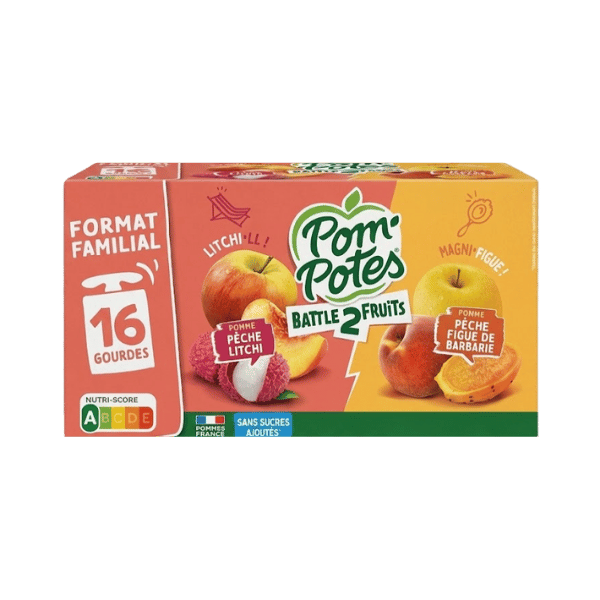 Gourdes pomme pêche litchi figue - 16 gourdes