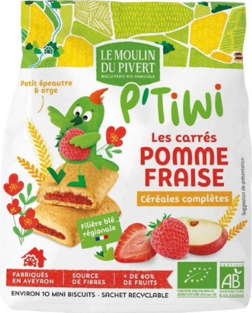 Carrés fourrés pomme & fraise - 120g