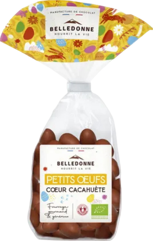 Petits oeufs chocolat au lait coeur cacahuète - 100g