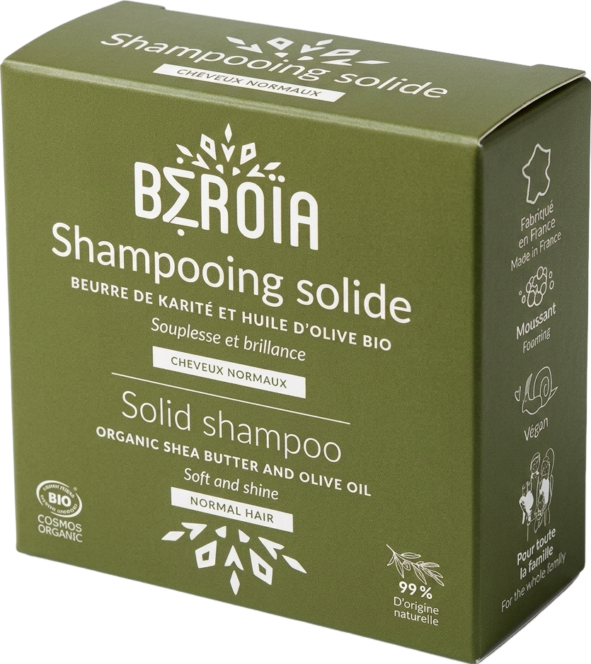 Shampooing solide beurre de karité et huile d'olive cheveux normaux - 75g