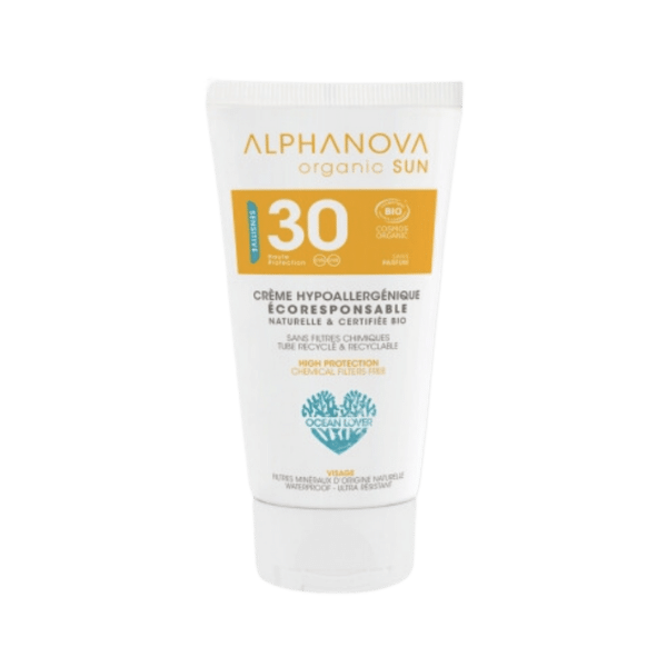 Crème solaire visage hypoallergénique SPF 30 - 50g - Alphanova