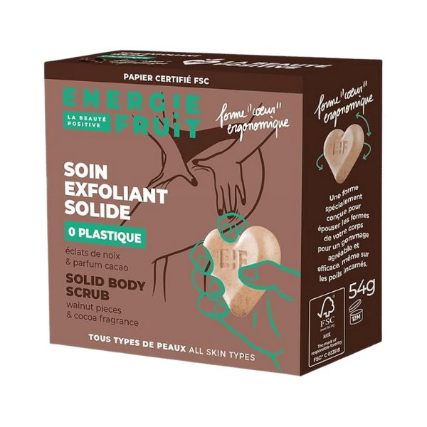 Soin exfoliant solide éclat de noix & huile amande douce parfum cacao - 54g