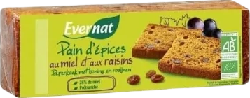 Pain d'épices au miel et aux raisins bio - 300g