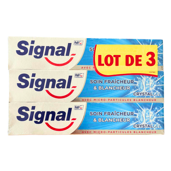 Lot de 3 dentifrices soin fraîcheur & blancheur crystal - 3x75ml