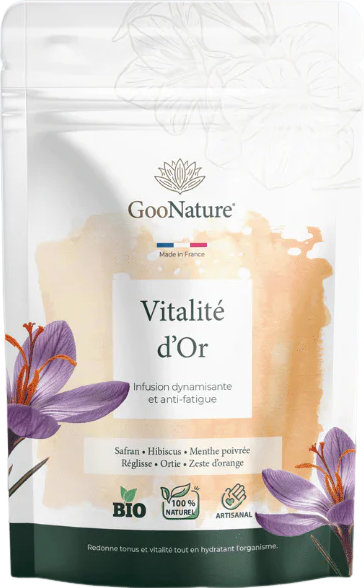 Infusion anti-fatigue naturelle au Safran et plantes tonifiantes bio - 50g