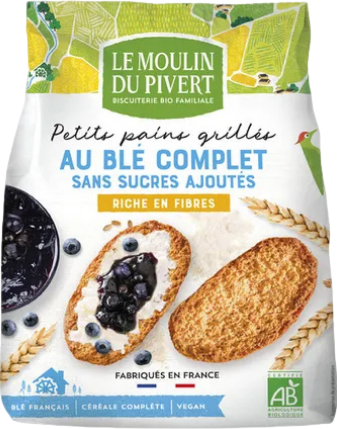 Petit pain grillé blé complet sans sucres ajoutés - 225g