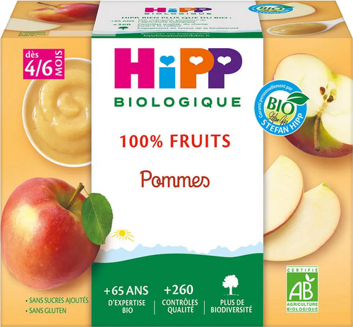 Coupelles pommes bio - 4x100g