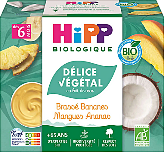Brassé végétal bananes mangues ananas bio - 4x100g