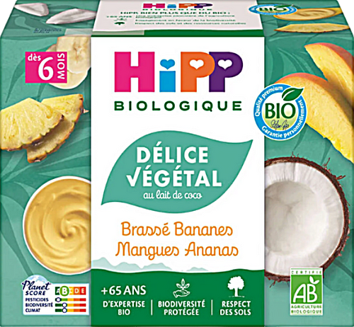 Brassé végétal bananes mangues ananas bio - 4x100g