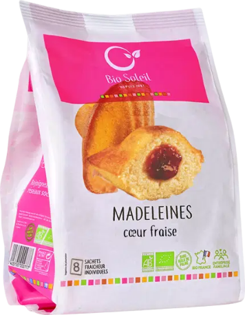Madeleines coeur fraise bio - 200g