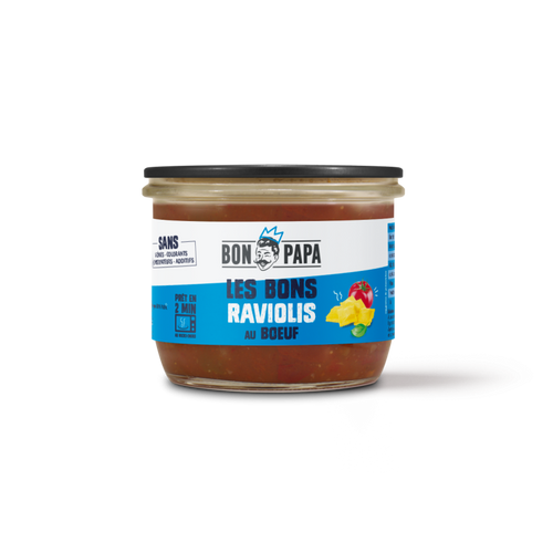Bocal à réchauffer LES BONS RAVIOLIS au boeuf - 300g