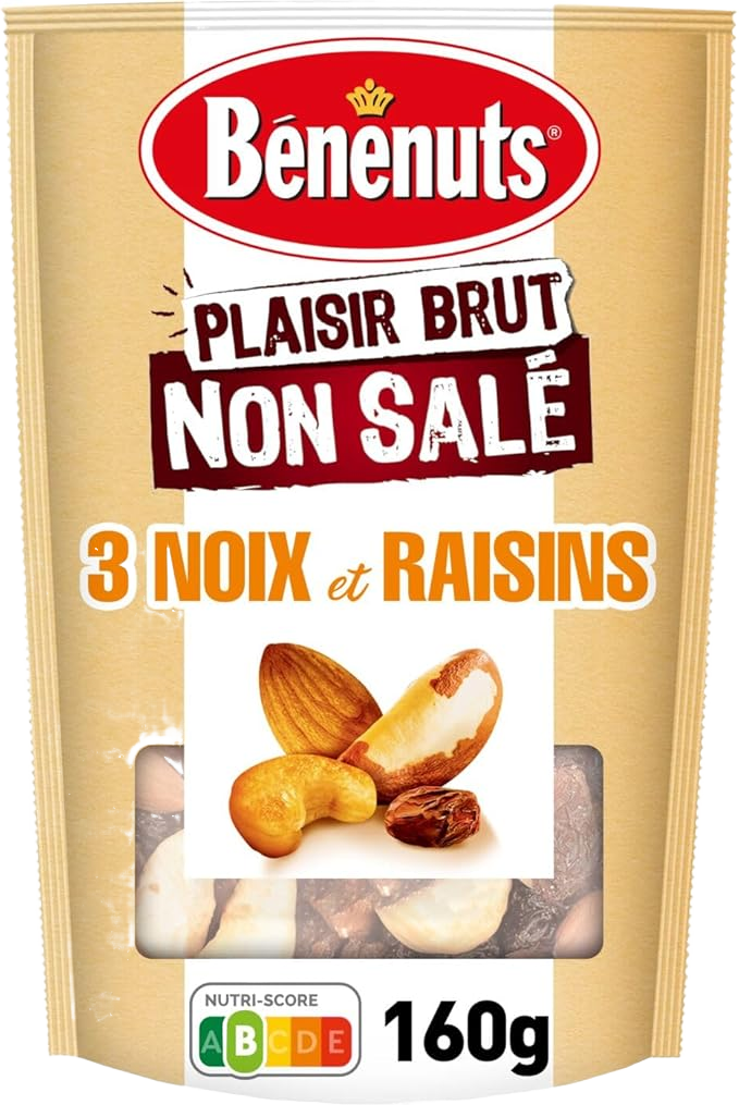 Mélange plaisir brut 3 noix et raisins - 160g