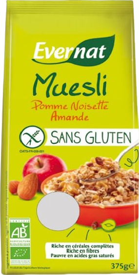 Muesli sans gluten pommes noisettes amandes bio - 375g