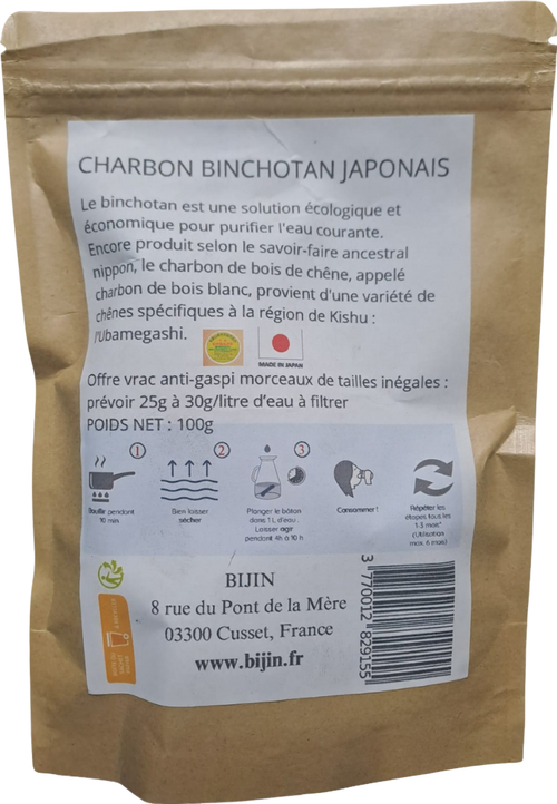 Charbon japonais filtre à eau en vrac - 100g