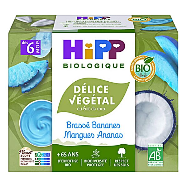 Brassé végétal bananes mangues ananas bio - 4x100g