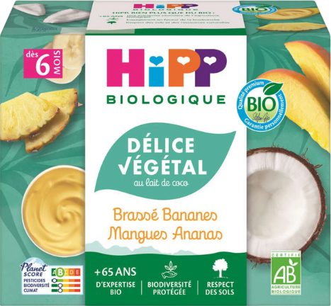 Brassé végétal bananes mangues ananas bio - 4x100g
