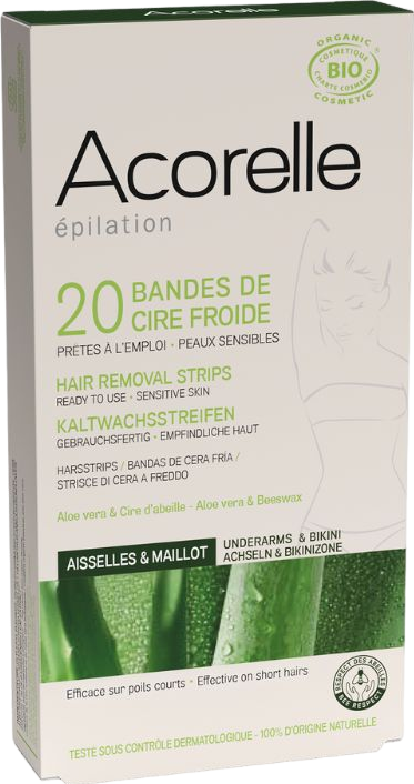 Bandes de cire froide aisselles et maillot certifiée bio x 20