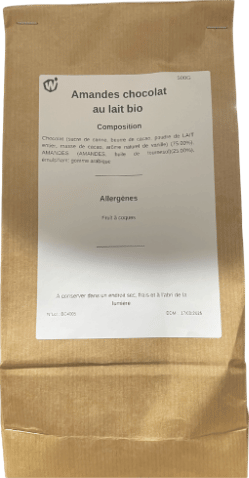 Amandes chocolat au lait bio - 500g