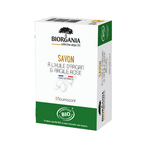 Savon solide à l'huile d'argan et argile rose bio - 100g