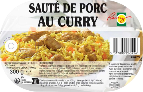 Sauté de porc au curry - 300g