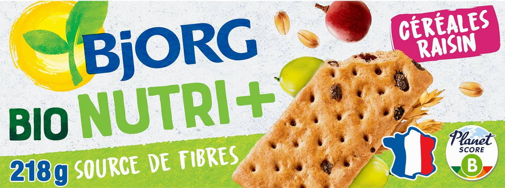 Biscuits Nutri+ céréales raisin bio - 218g