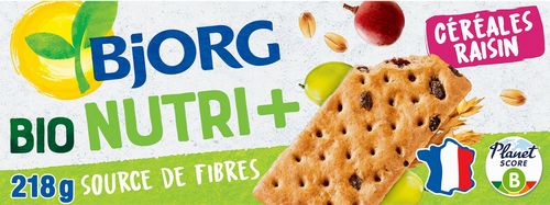 Biscuits Nutri+ céréales raisin bio - 218g