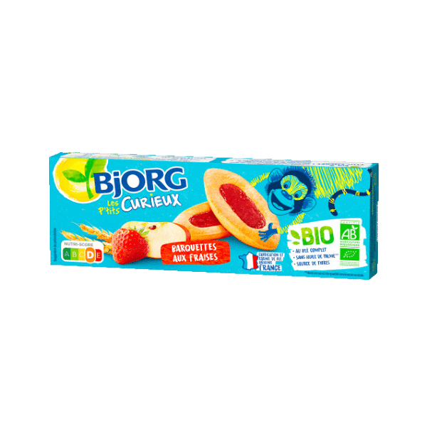 Biscuits barquettes aux fraises bio - 120g