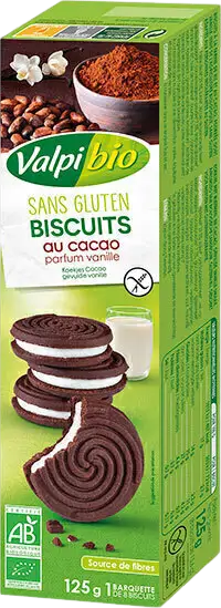 Biscuits cacao fourrés vanille bio - 125g