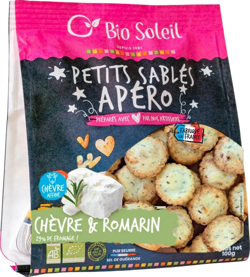 Petits sablés chèvre romarin bio - 100g