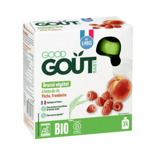 Brassé végétal riz pêche framboise bio - 4x85g